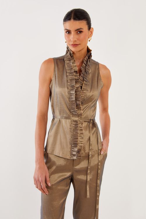 Blusa Cachecouer Tafetá - Ouro