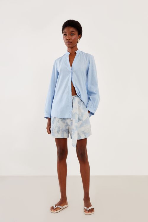 Camisa Gola Padre Casual - Azul Cold