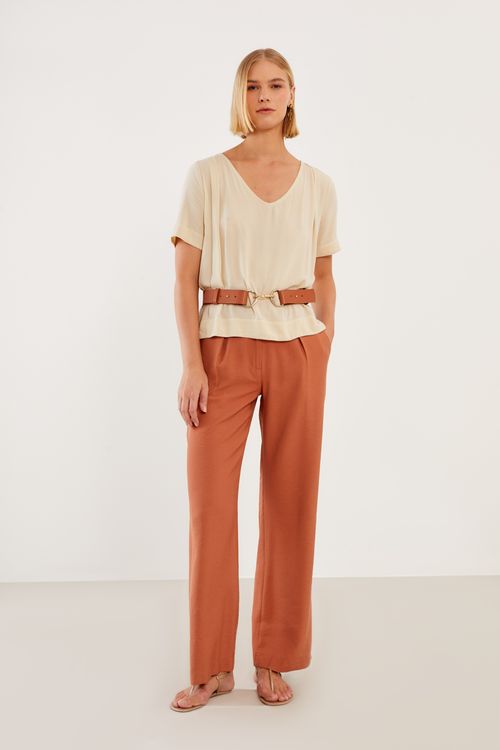 Blusa Decote v Ombro Prega - Off Dia