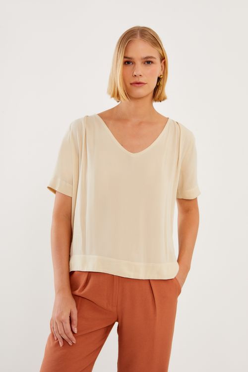Blusa Decote v Ombro Prega - Off Dia