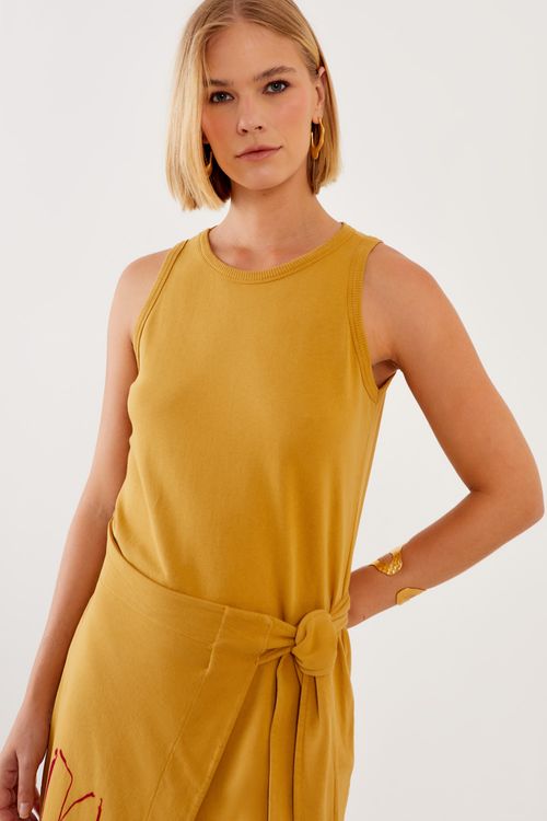 Vestido Malha Silk Lina - Amarelo Mostarda