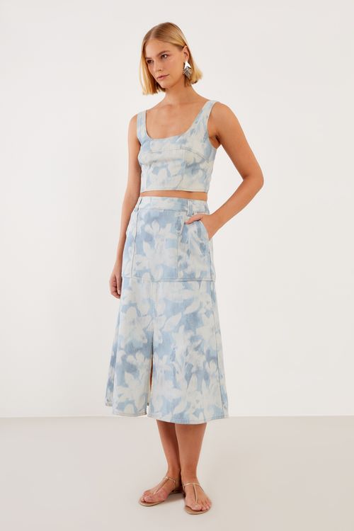 Saia Sarja Estampa Linhares - Est Linhares