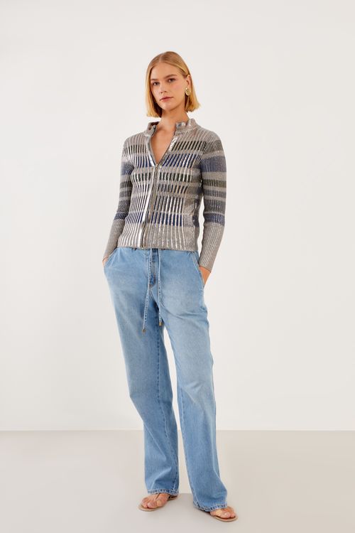 Casaco Tricot Foil - Prata
