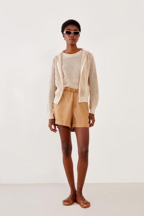 Casaco Tricot Furinhos - Cru