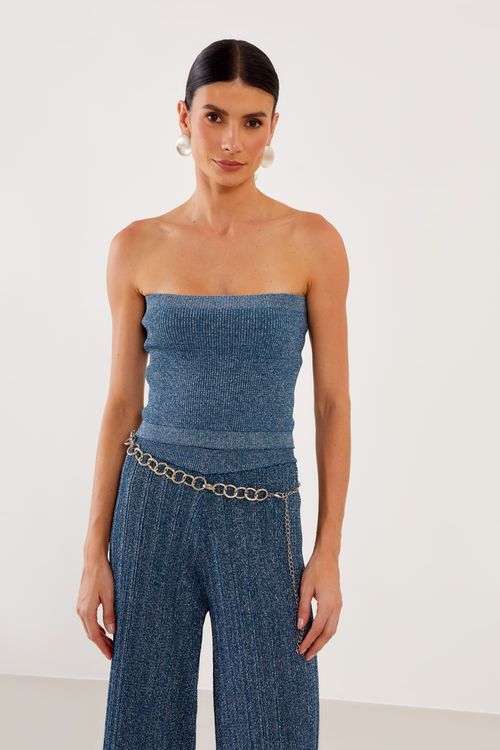 Top Tricot Lurex - Azul Cold