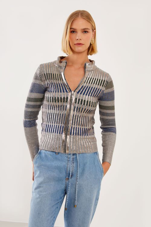 Casaco Tricot Foil - Prata