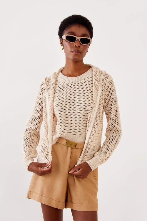 Casaco Tricot Furinhos - Cru
