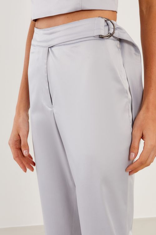 Calça Alfaiataria Detalhe Cós - Prata