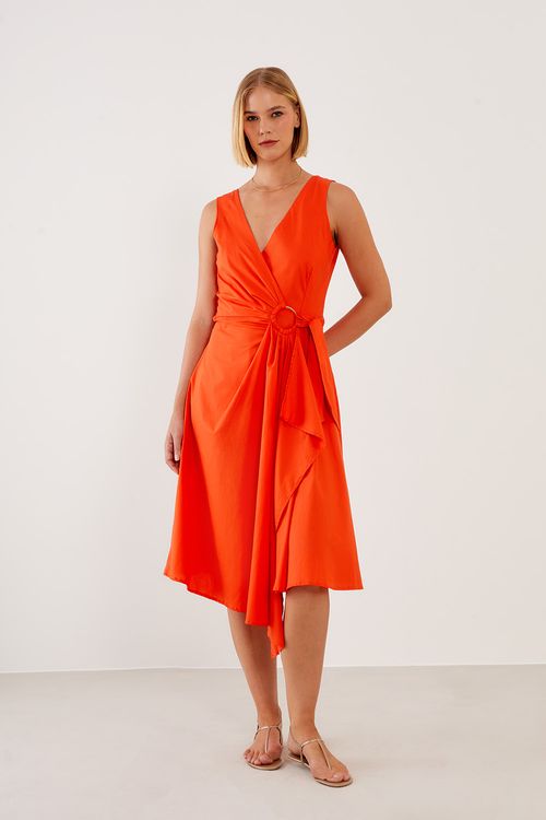 Vestido Casual Transpasse - Laranja Open