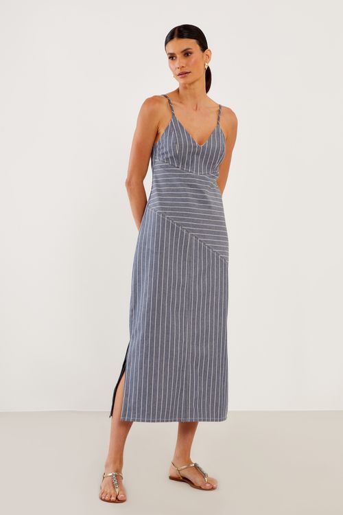 Vestido Jeans Risca Giz - Jeans