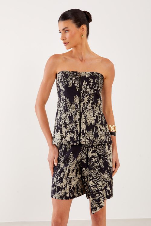 Top Corpete Estampa Pita Black - Est Pita Black