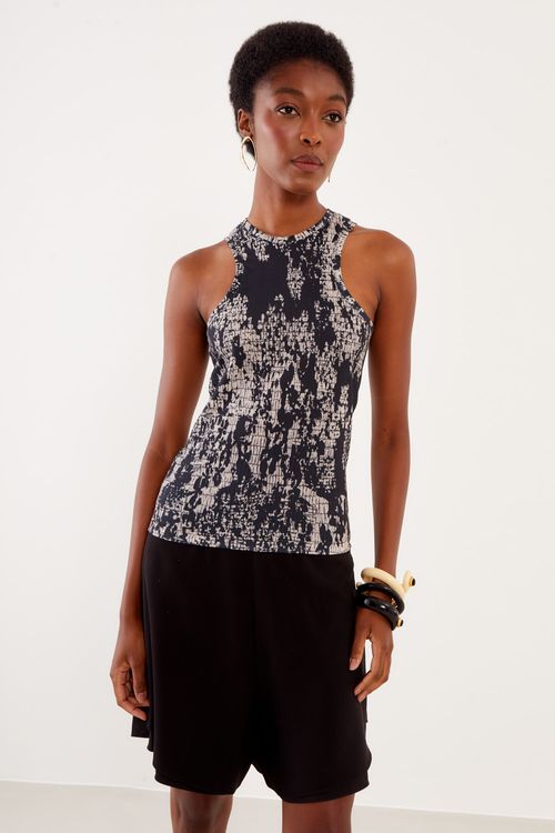 Regata Malha Estampa Pita - Est Pita Black