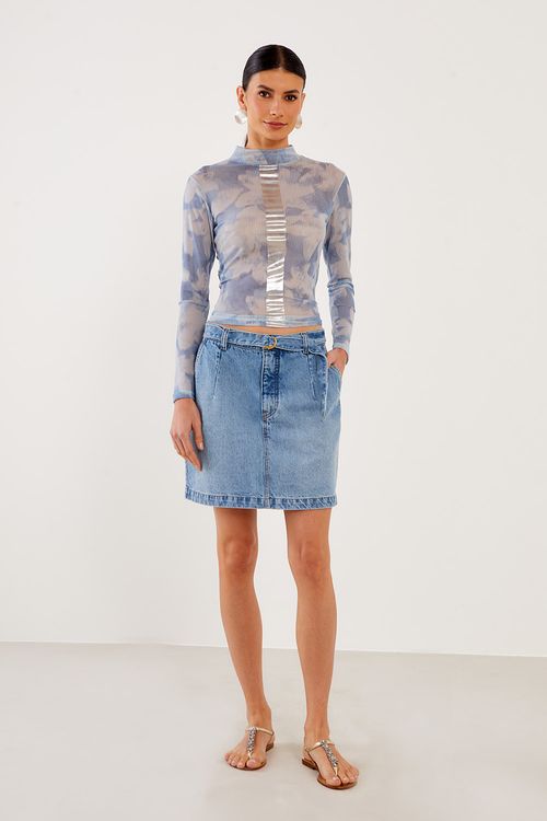 Saia Jeans Com Cinto - Jeans