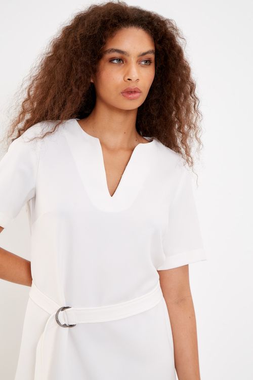Vestido Decote Alfaiataria Ct - Off White