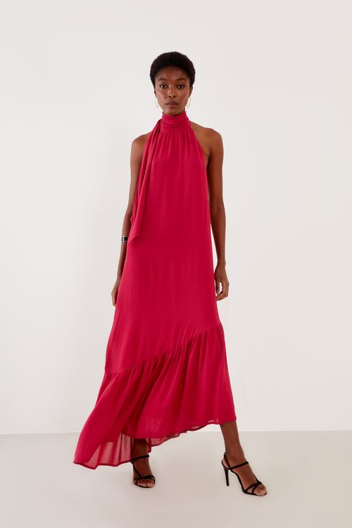 Vestido Longo Ggt Assimétrico - Rosa Radiante