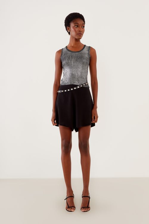 Short Casual Babados - Preto