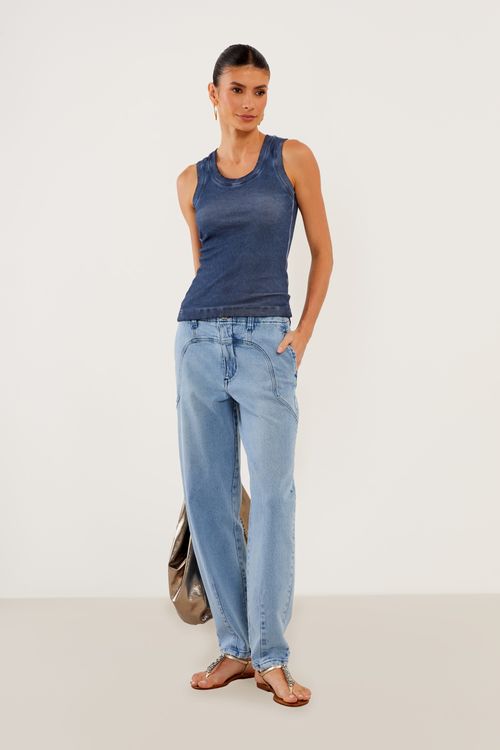 Calça Jeans Recortes - Jeans