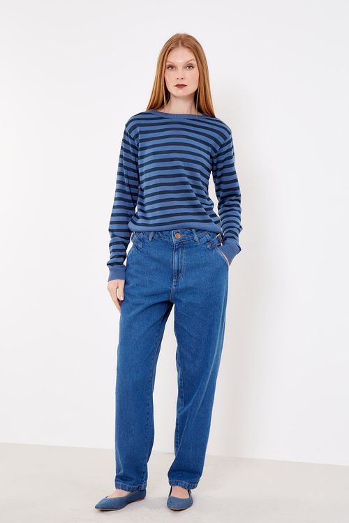 Calça Jeans Pregas - Jeans