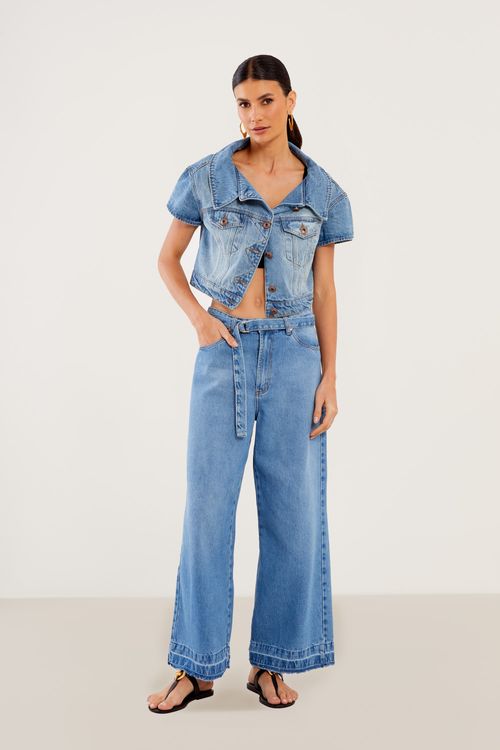 Calça Jeans Detalhe Barra - Jeans