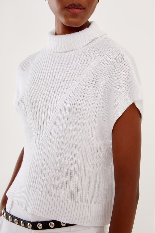 Blusa Tricot Quadrada Canelada