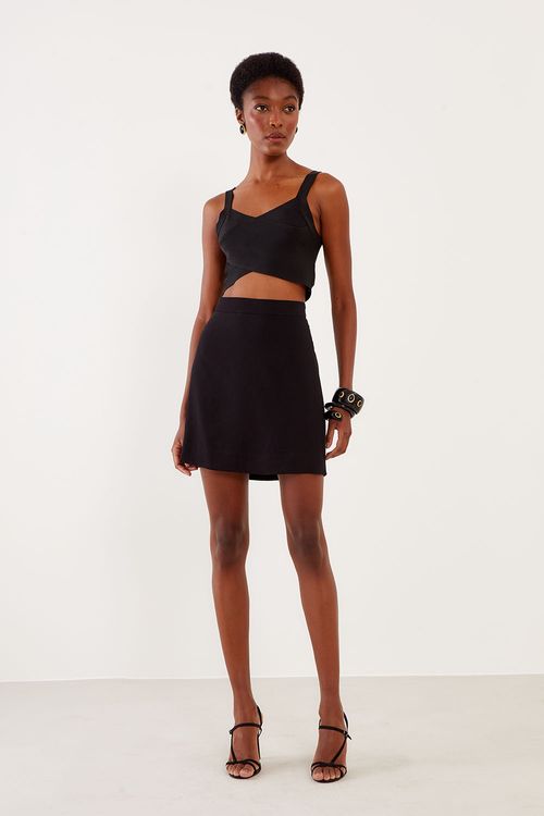 Top Tricot Transpassado Rayon - Preto