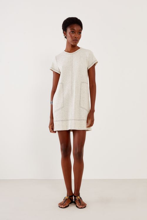 Vestido Malha Duo - Off White