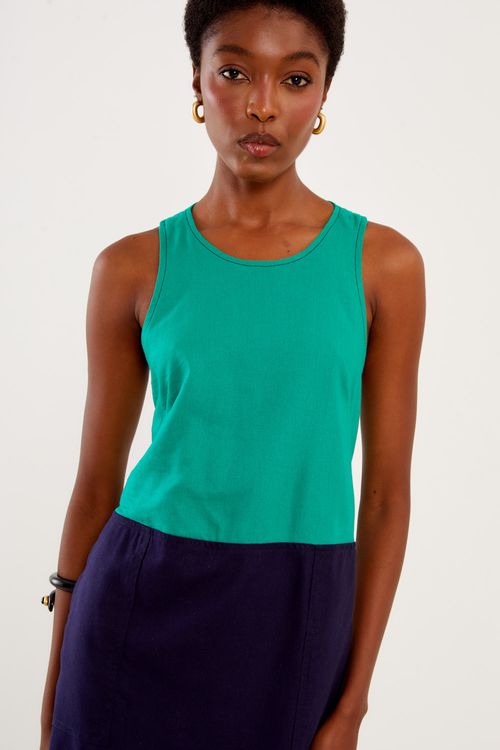 Vestido Curto Decote Costas Color - Verde Voltas