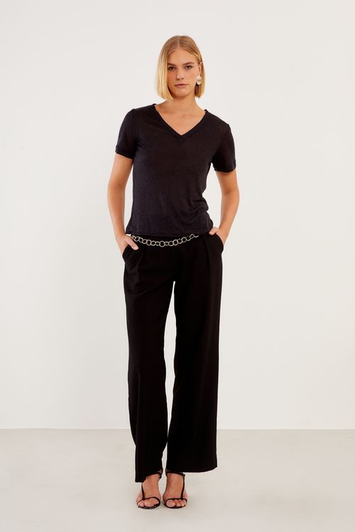 T-Shirt Malha Linho Fresh - Preto