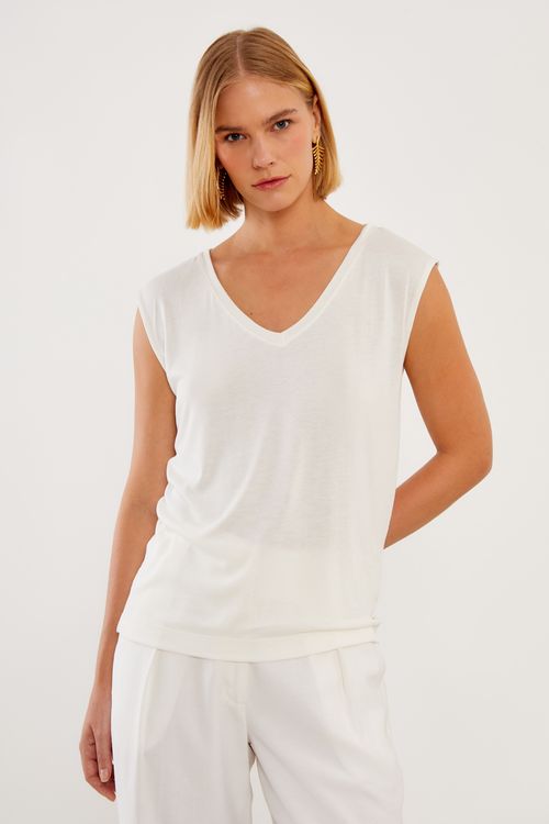 Regata Malha Decote v - Off Dia