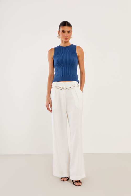 Regata Tricot Canelada - Azul Dark