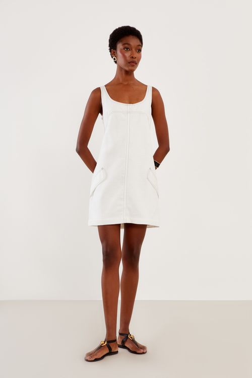 Vestido Curto Perolado - Off White