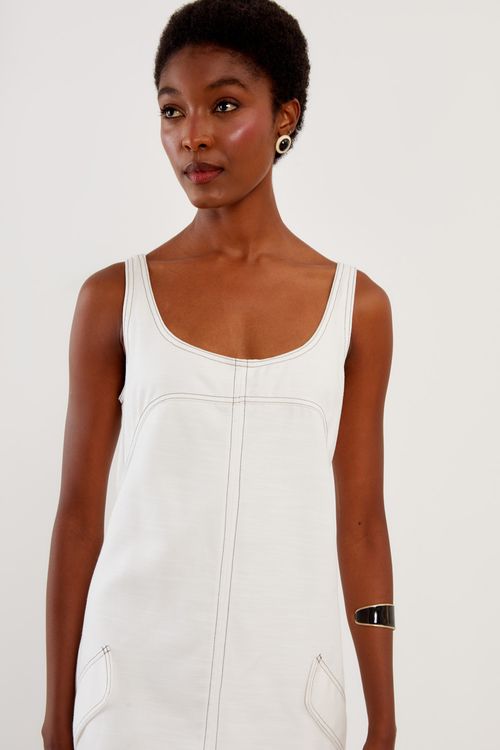 Vestido Curto Perolado - Off White