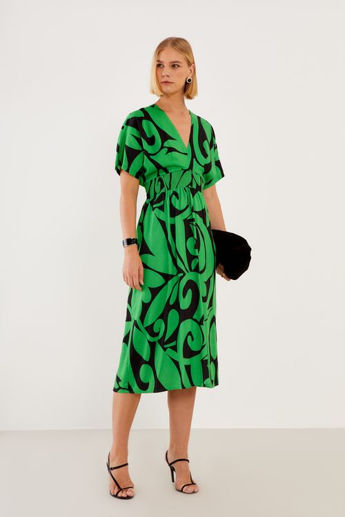 Vestido Midi Estampa Voltas - Est Voltas Black