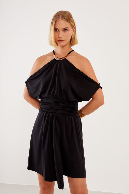 Vestido Malha Jersey Metal Drum - Preto