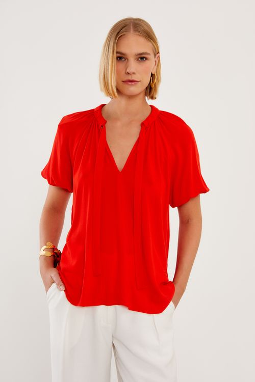 Blusa Gola Franzida - Laranja Open