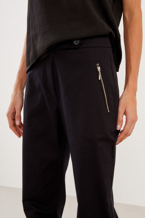 Calça Alfaiataria Com Zíper - Preto