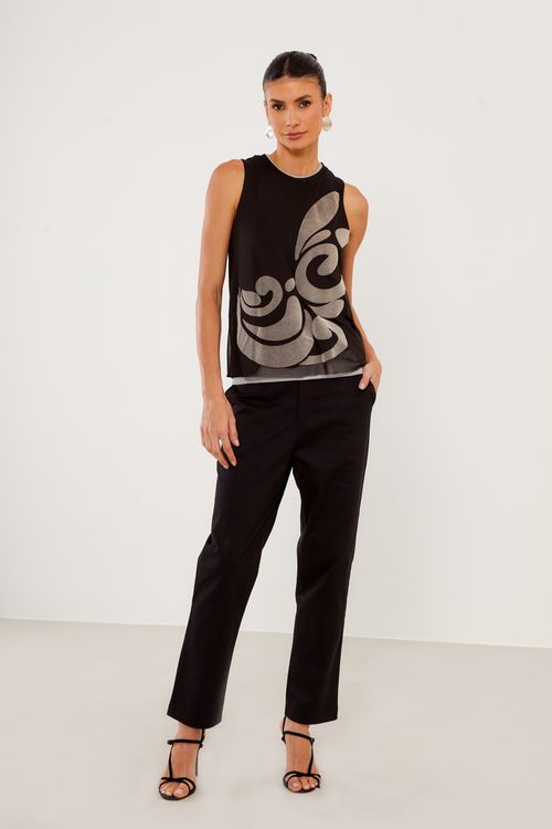 Blusa Malha Silk Voltas Black - Est Voltas Black