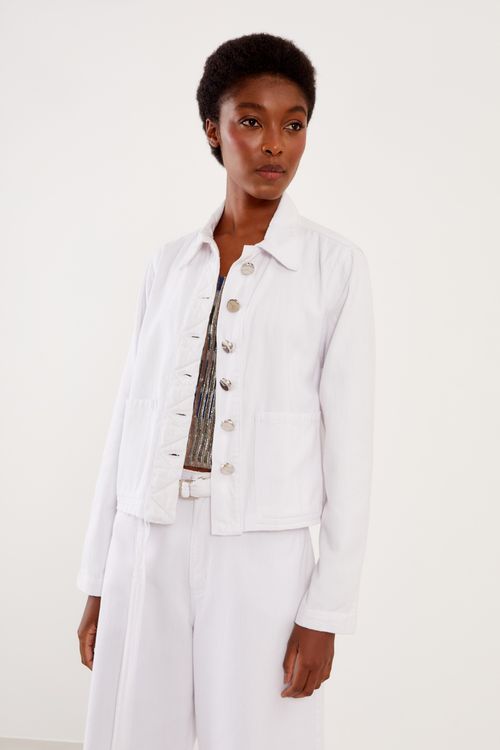 Jaqueta Sarja Zig Zag Frente - Off White