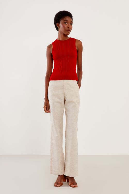 Regata Tricot Canelada - Vermelho Grenadine