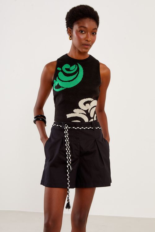Top Tricot Voltas Black - Preto