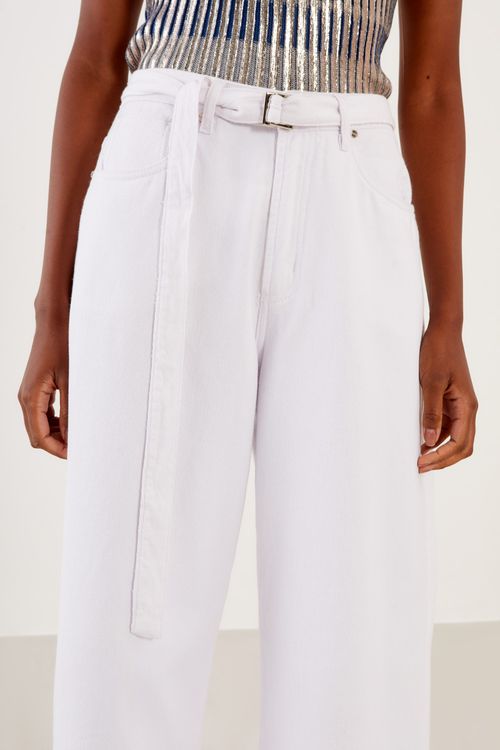 Calça Sarja Cropped - Off White