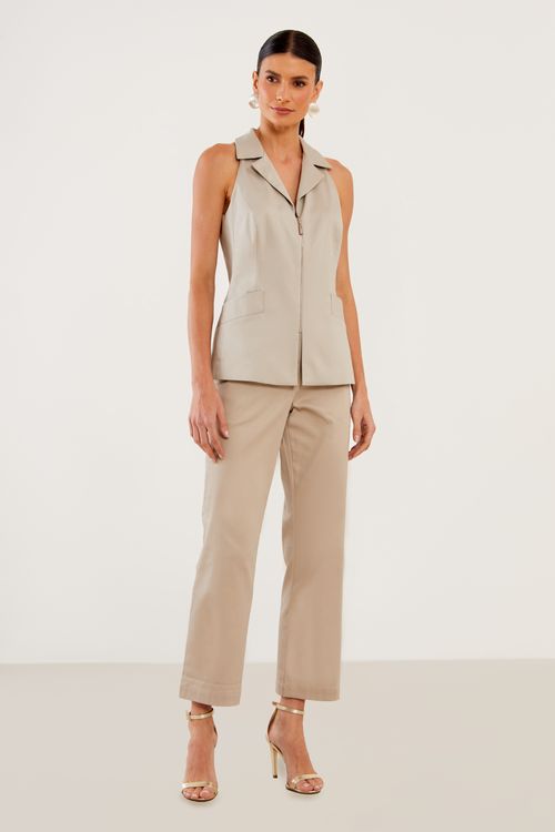 Calça Alfaiataria Basic - Caqui Corda