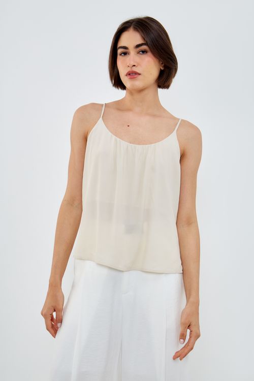 Blusa Casual Franzida - Off Rustica