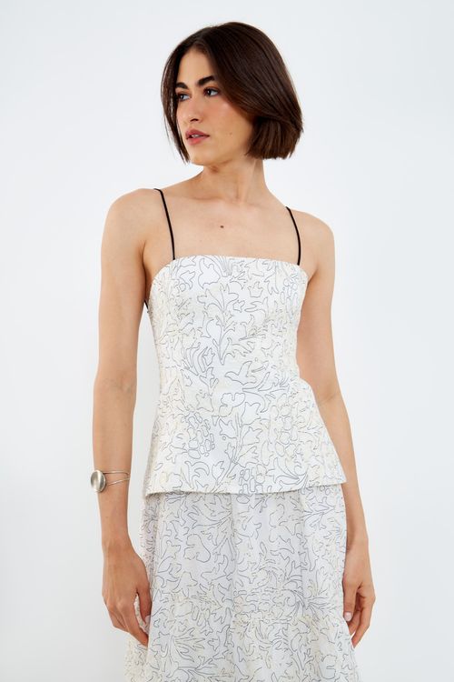 Blusa Bordado Line - Off/Preto