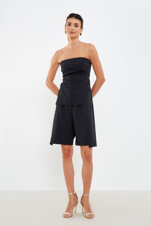 Blusa Malha Sem Alça Fivela - Preto