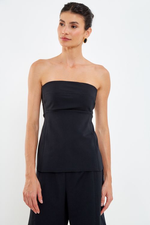 Blusa Malha Sem Alça Fivela - Preto