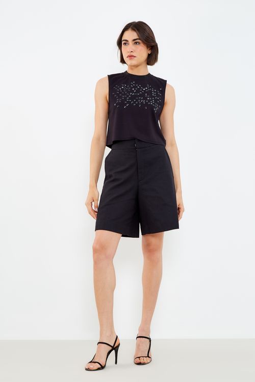 Blusa Malha Tachas - Preto