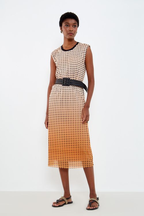 Vestido Tule Estampa Grid - Est Grid