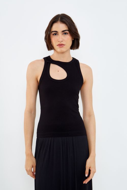 Blusa Malha Cut - Preto