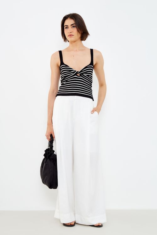 Top Tricot Listrado - Preto/Off